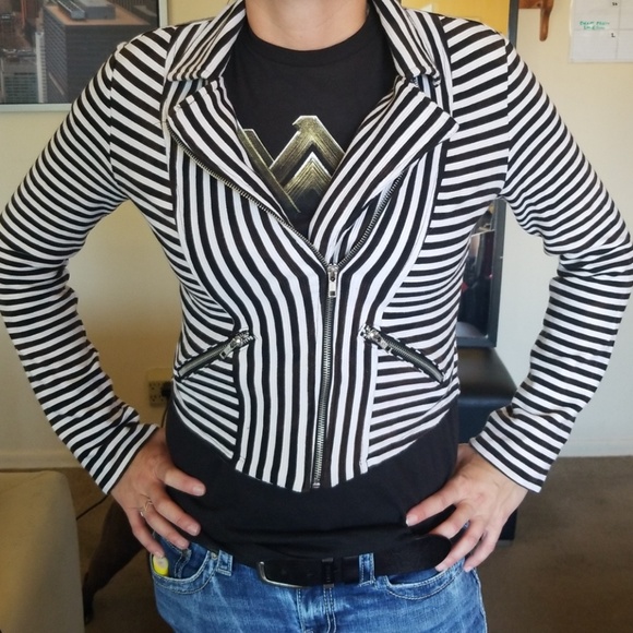 Olsenboye Jackets & Blazers - Stripe motorcycle style zip up jacket L